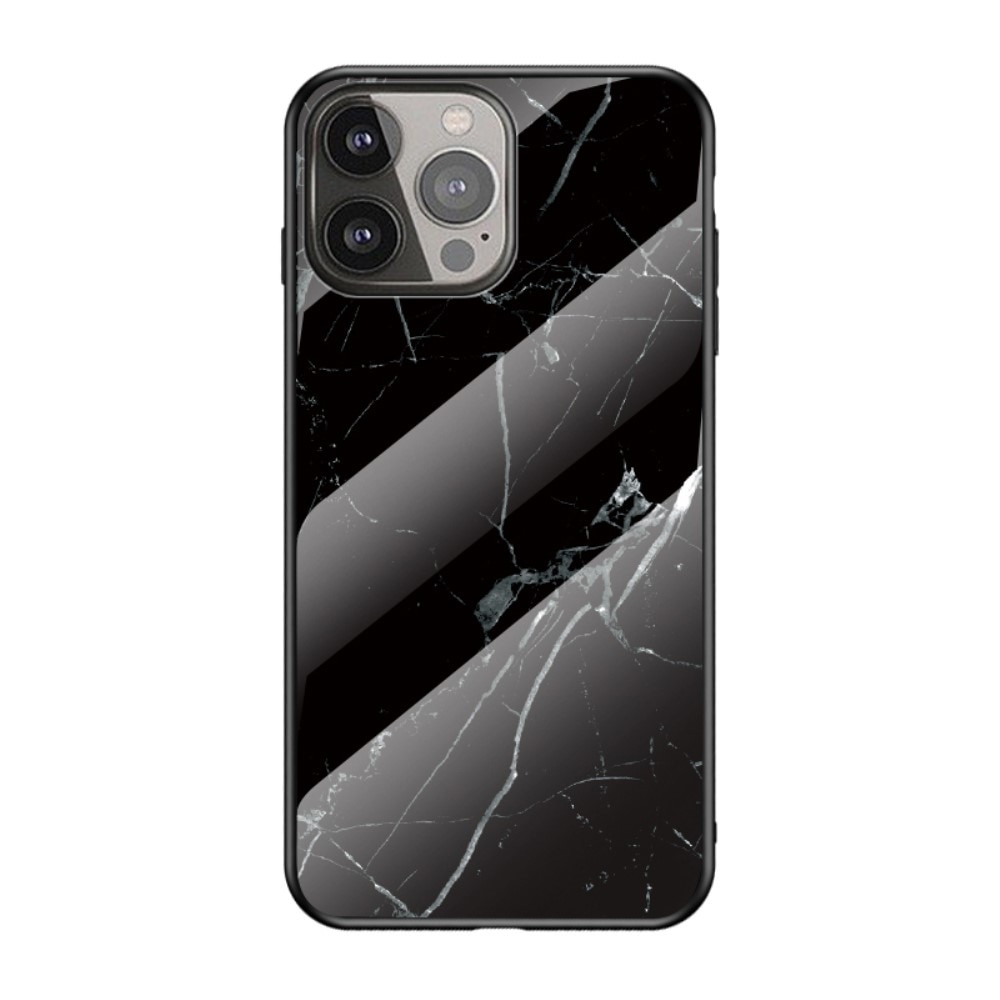 iPhone 13 Pro Max Hülle aus gehärtetem Glas Black Marble
