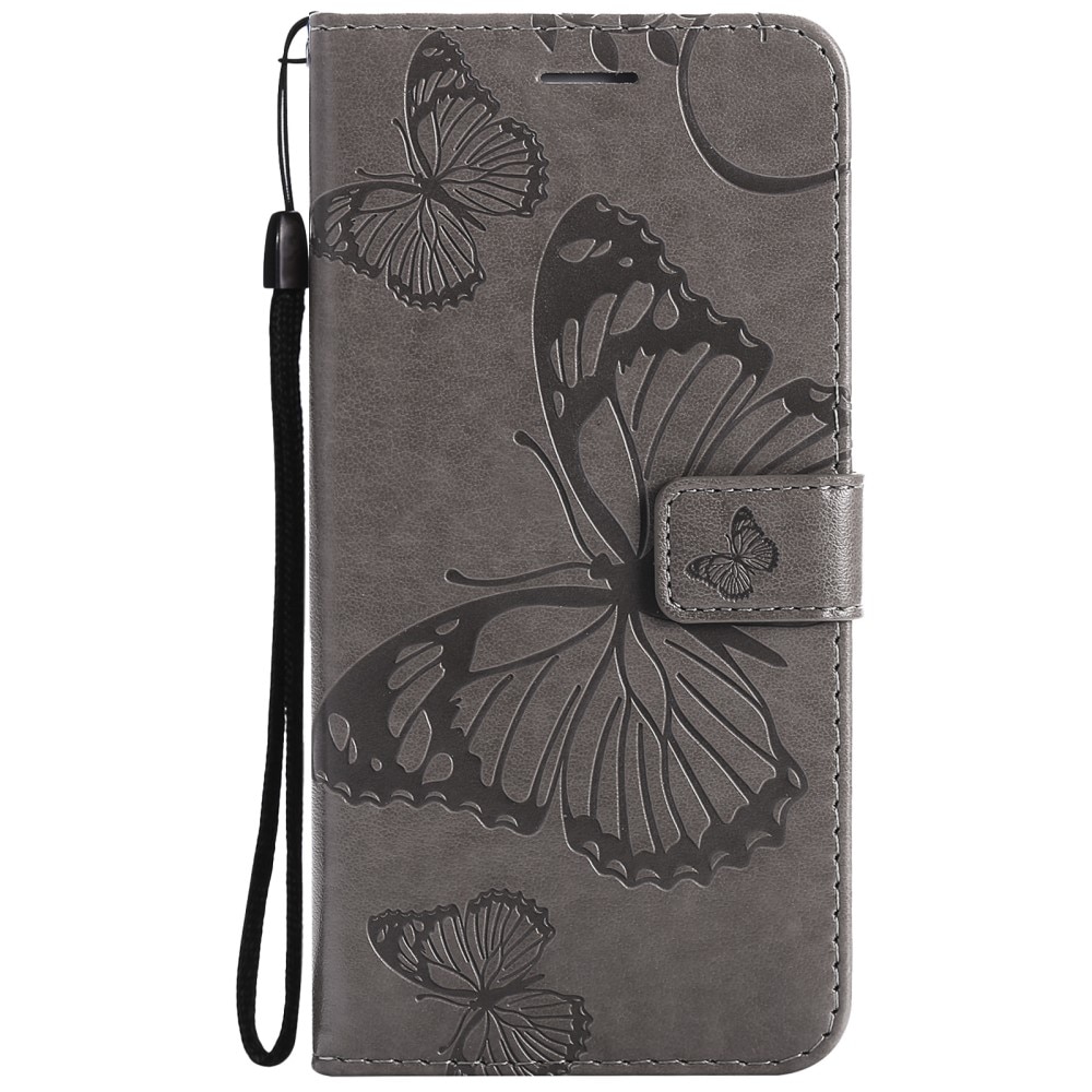 iPhone 13 Handyhülle mit Schmetterlingsmuster, grau