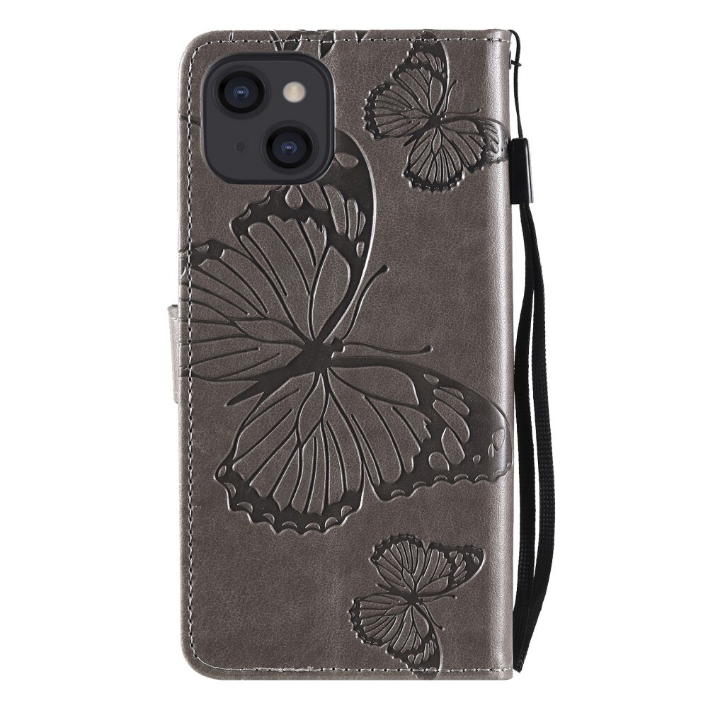 iPhone 13 Handyhülle mit Schmetterlingsmuster, grau