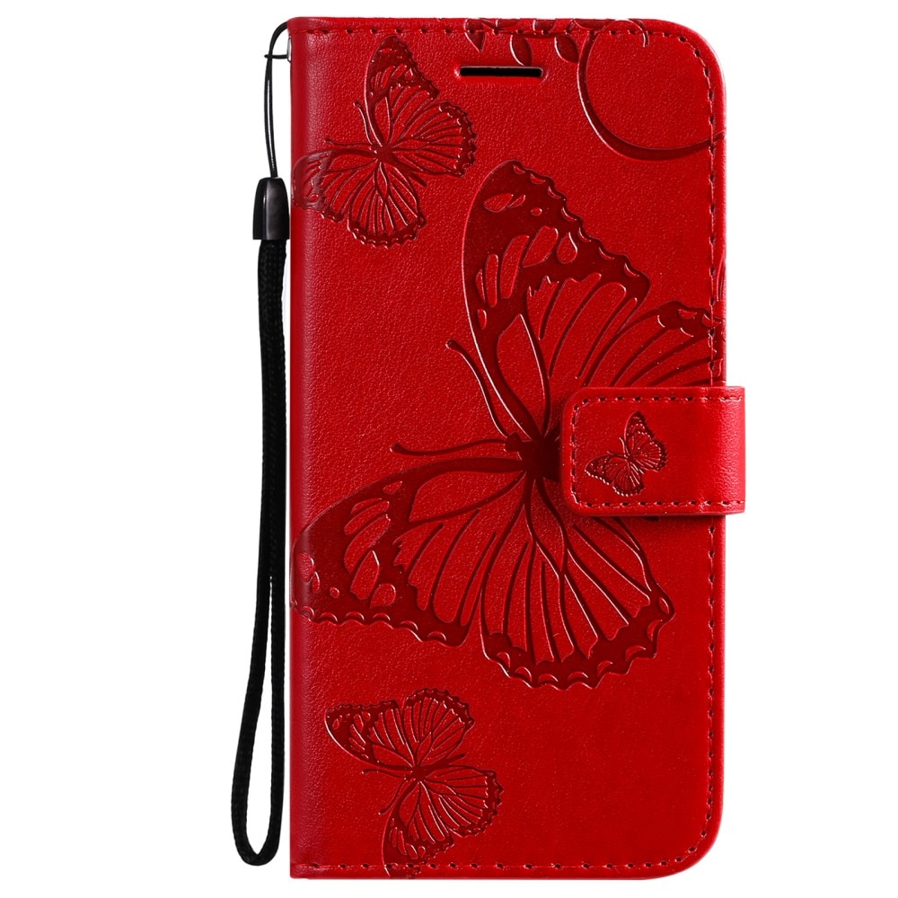 iPhone 13 Handyhülle mit Schmetterlingsmuster, rot