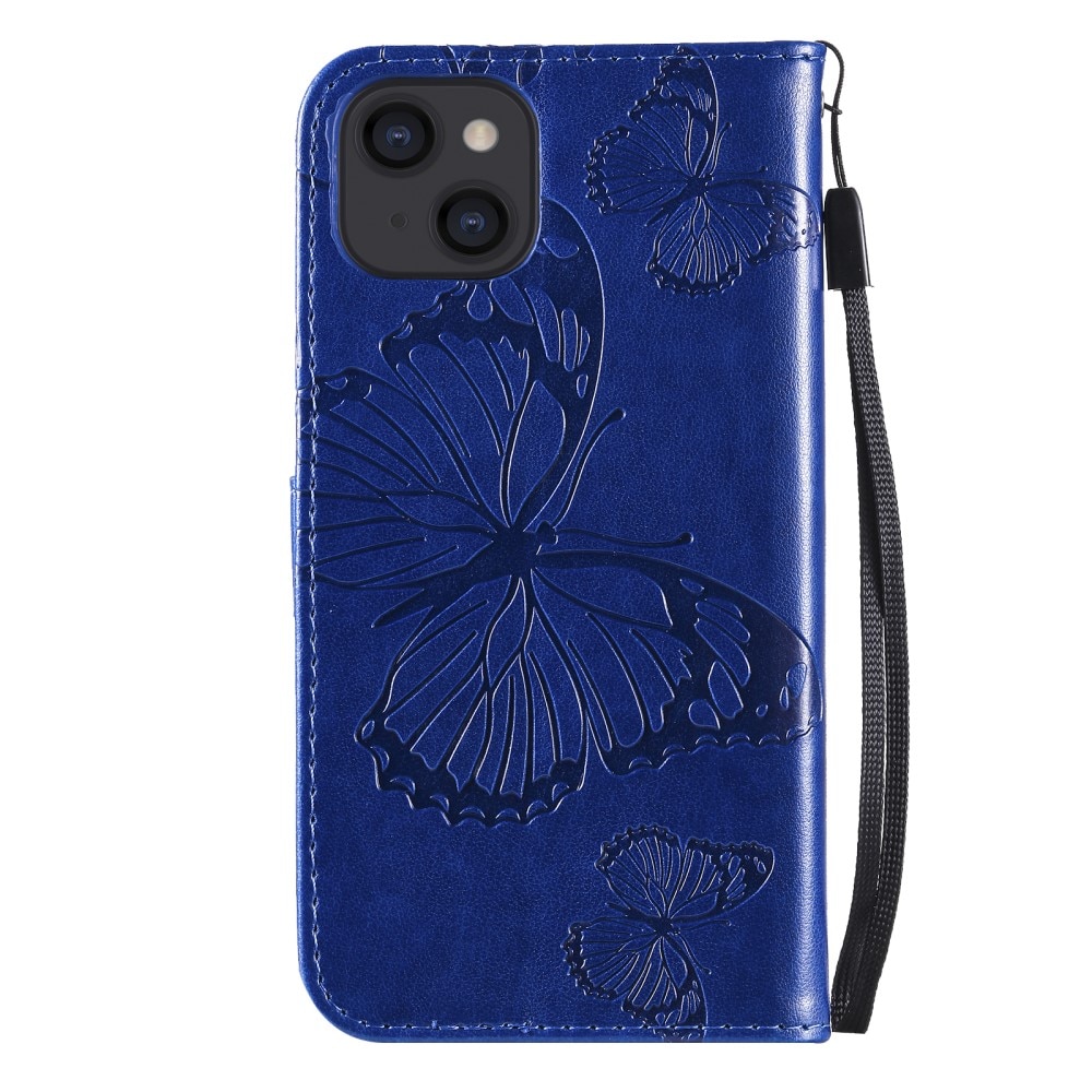 iPhone 13 Handyhülle mit Schmetterlingsmuster, blau