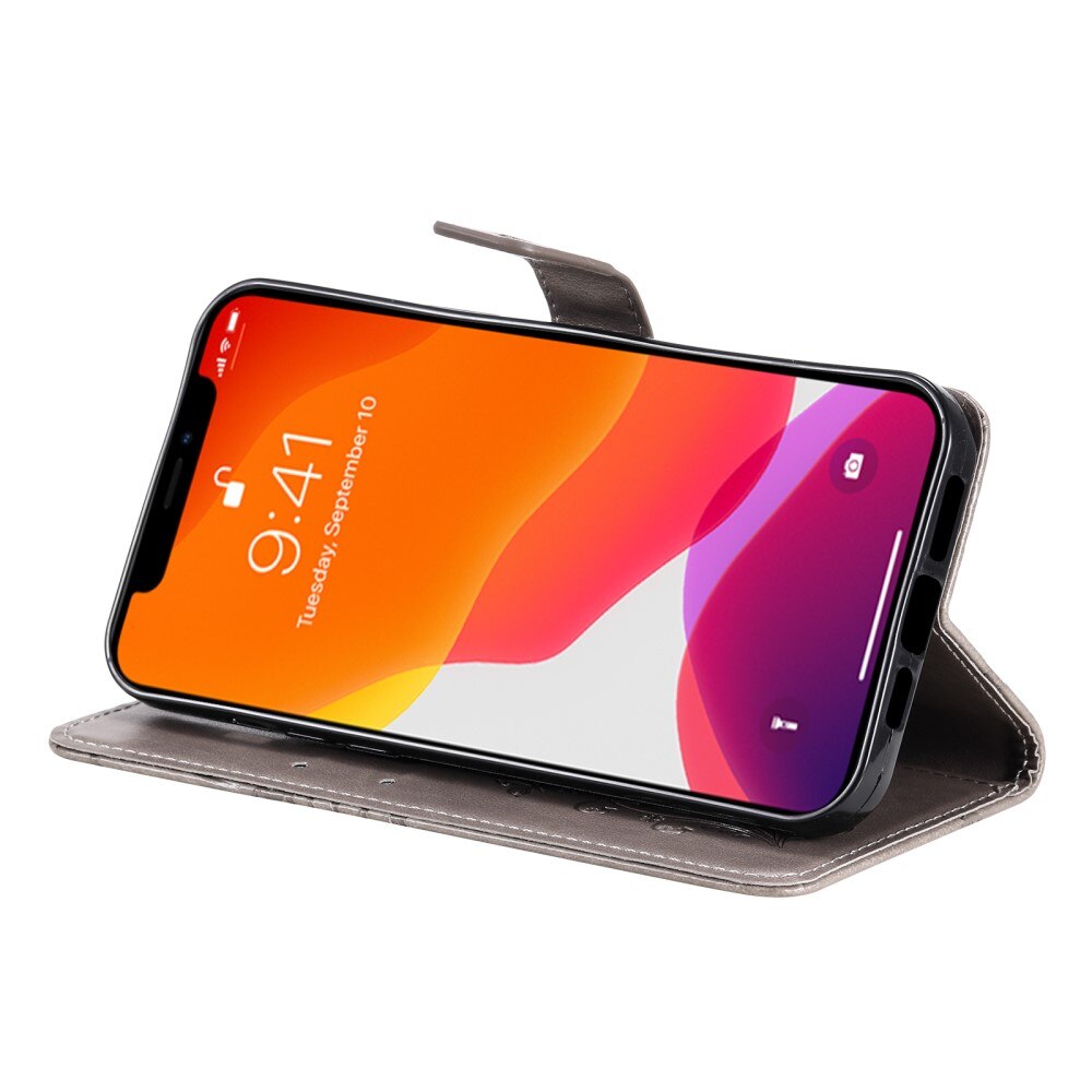 Apple iPhone 13 Pro Handyhülle mit Schmetterlingsmuster, Grau