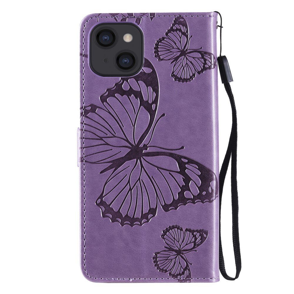 Apple iPhone 13 Mini Handyhülle mit Schmetterlingsmuster, Lila