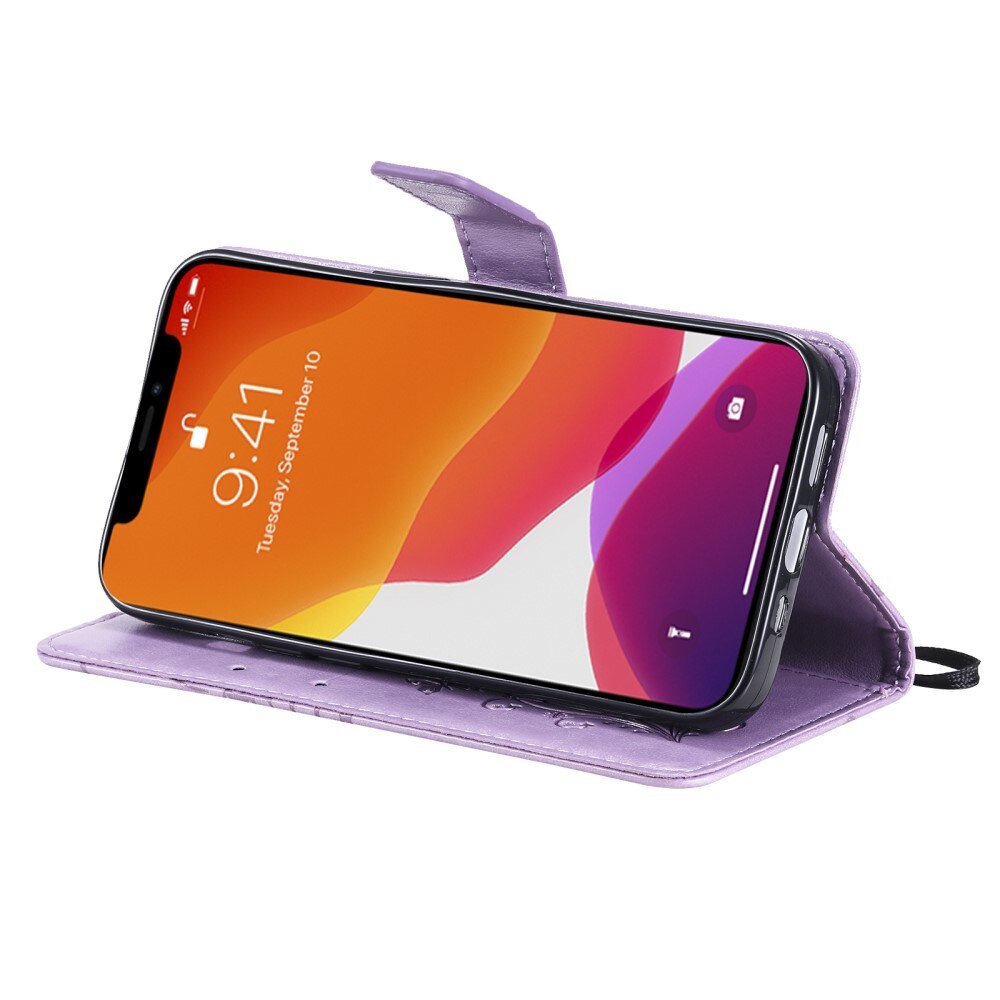 Apple iPhone 13 Mini Handyhülle mit Schmetterlingsmuster, Lila