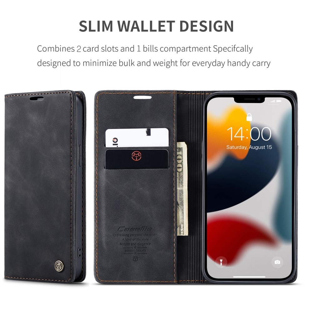 Slim Portemonnaie-Hülle iPhone 13 Pro Max Schwarz