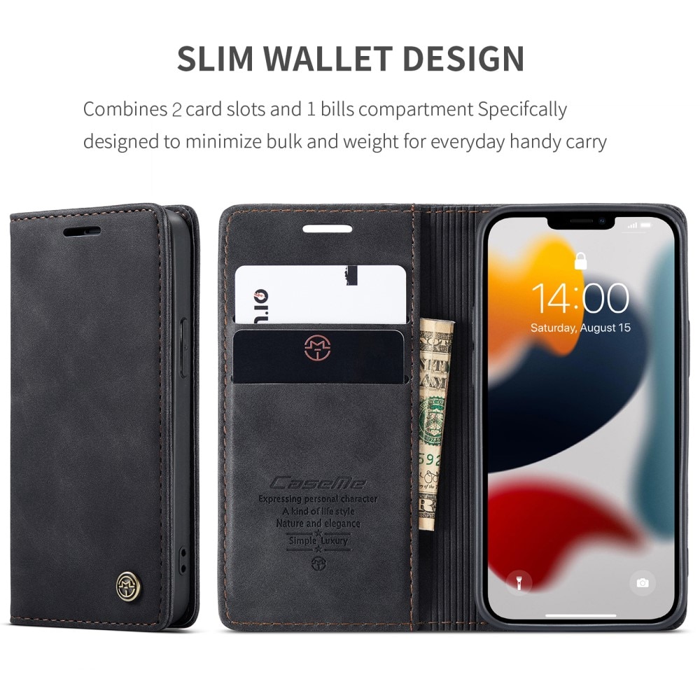 Slim Portemonnaie-Hülle iPhone 13 Mini Schwarz