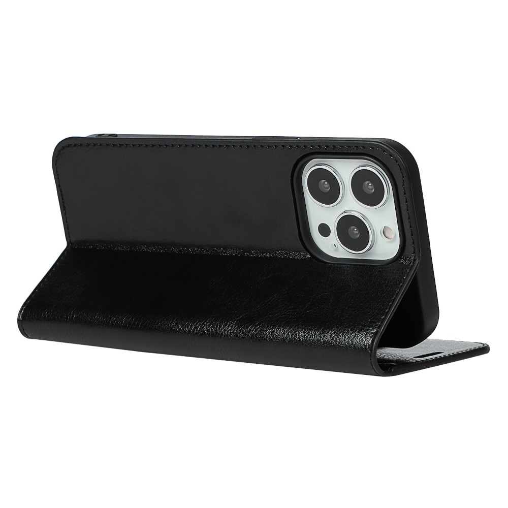 iPhone 12/12 Pro Handytasche aus Echtem Leder schwarz