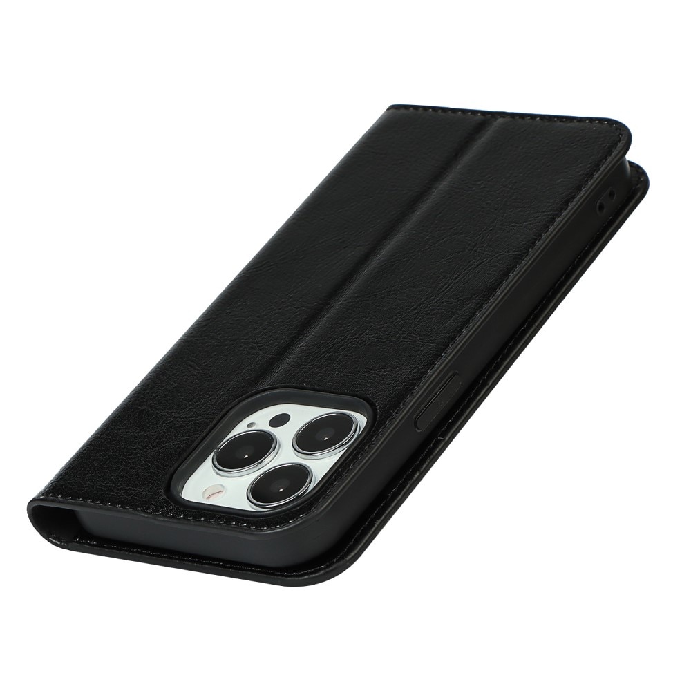 iPhone 12/12 Pro Handytasche aus Echtem Leder schwarz
