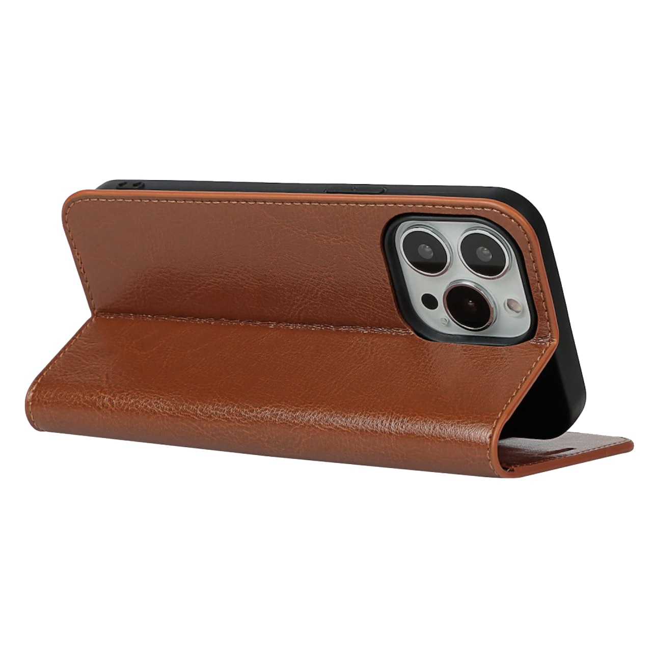 iPhone 13 Pro Handytasche aus Echtem Leder braun