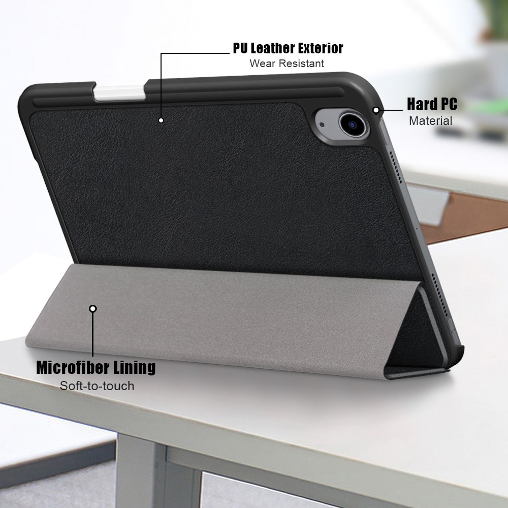 iPad Mini 6th Gen (2021) Tri-Fold Case Schutzhülle mit Touchpen-Halter schwarz