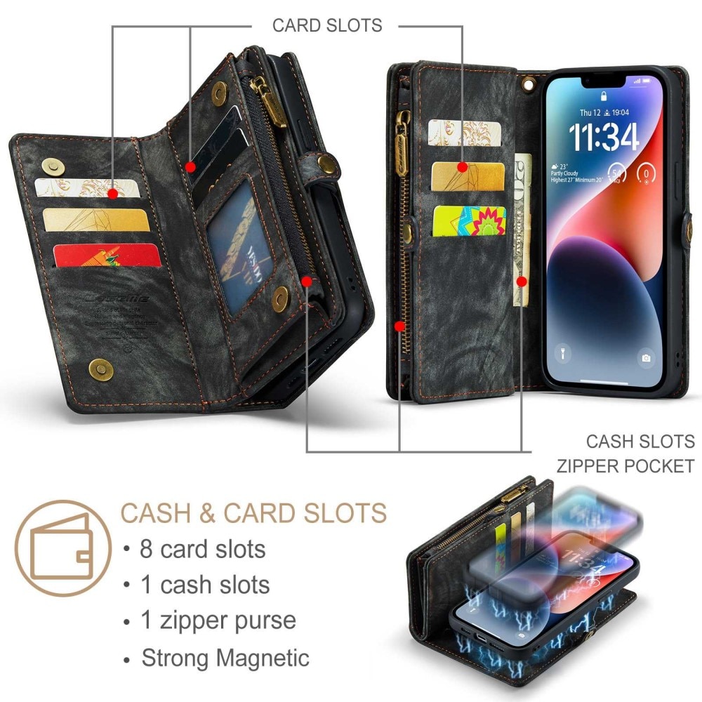 Multi-slot Portemonnaie-Hülle iPhone 13 Mini Grau