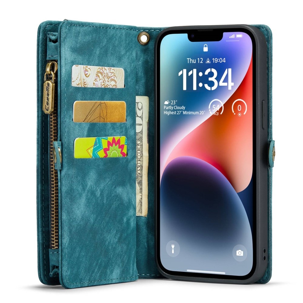 Multi-slot Portemonnaie-Hülle iPhone 13 Blau