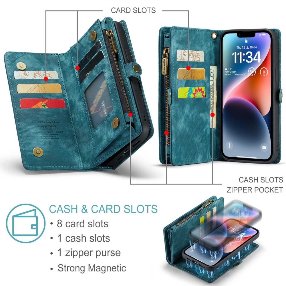 Multi-slot Portemonnaie-Hülle iPhone 13 Blau