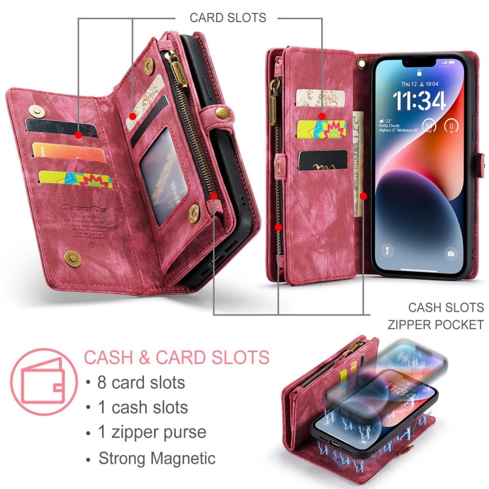 Multi-slot Portemonnaie-Hülle iPhone 13 Rot