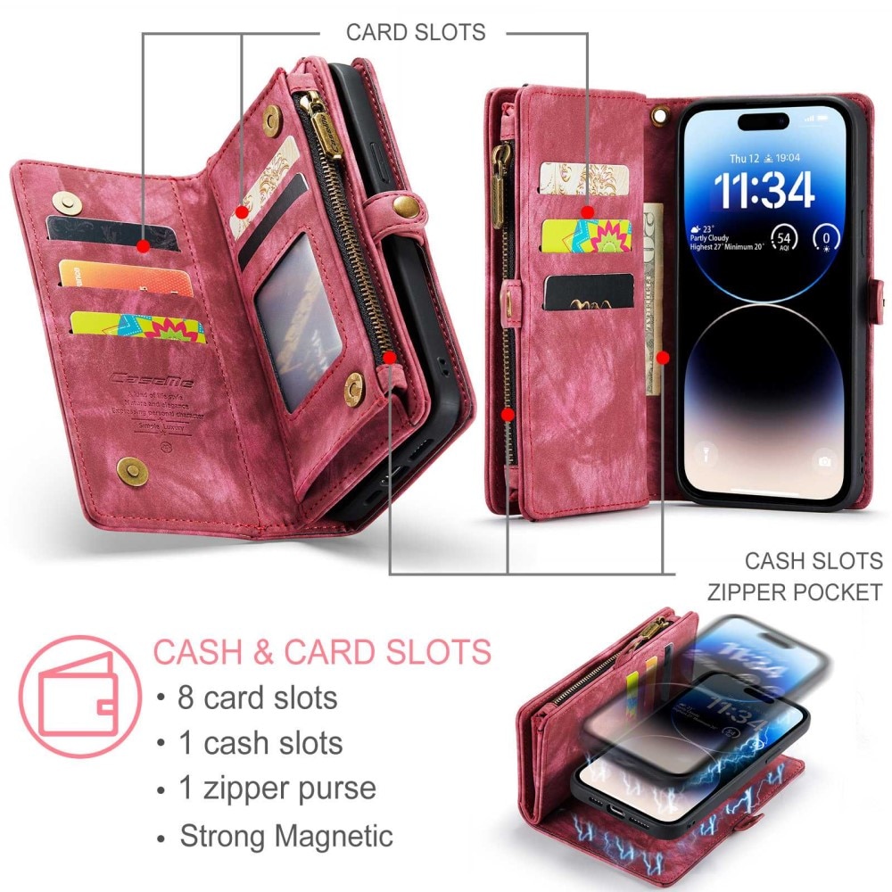 Multi-slot Portemonnaie-Hülle iPhone 13 Pro Max Rot