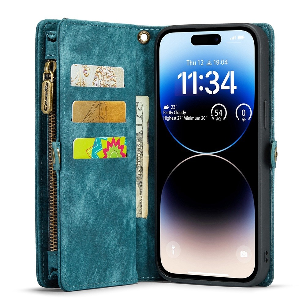 Multi-slot Portemonnaie-Hülle iPhone 13 Pro Max Blau