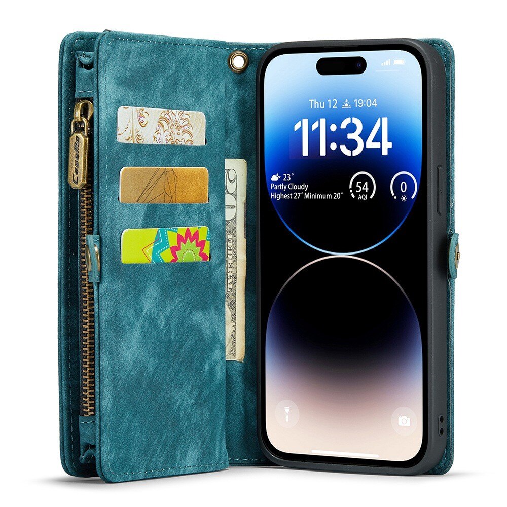 Multi-slot Portemonnaie-Hülle iPhone 13 Pro Max Blau