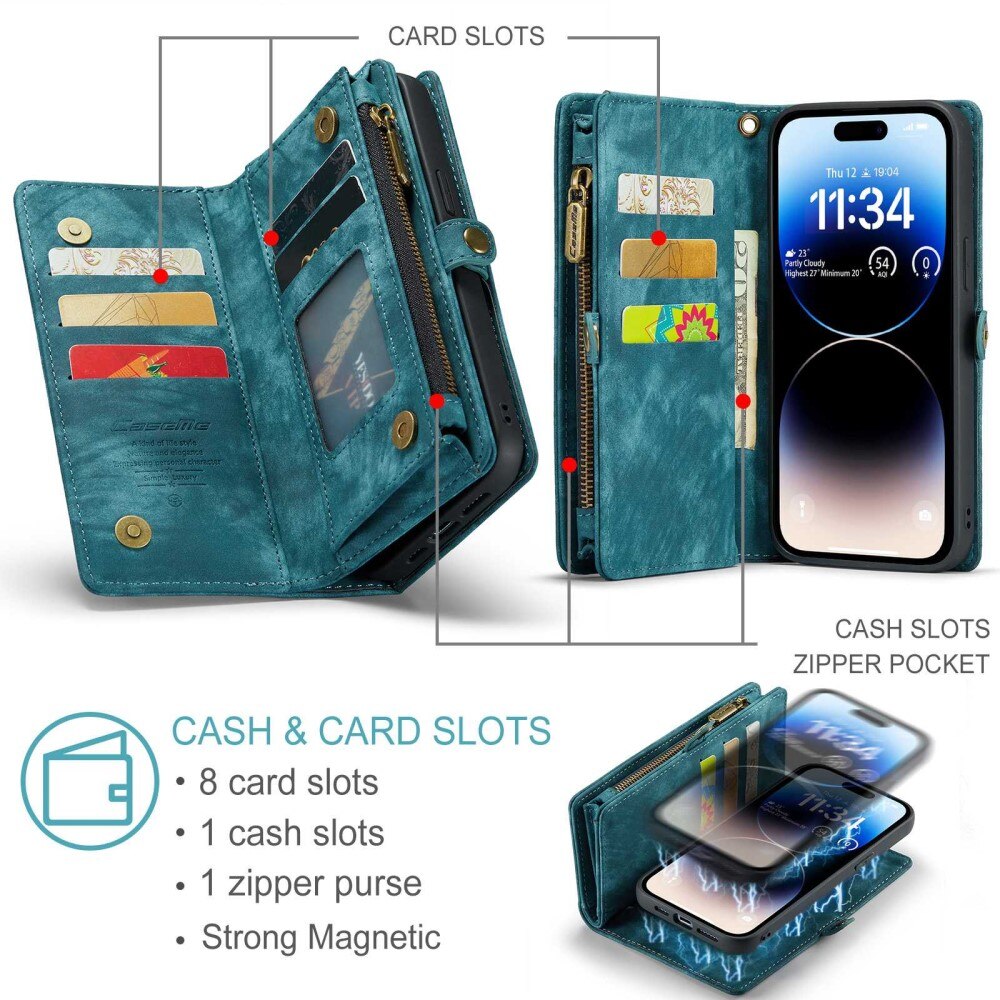 Multi-slot Portemonnaie-Hülle iPhone 13 Pro Max Blau