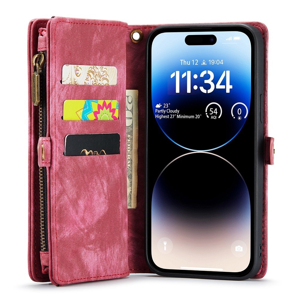 Multi-slot Portemonnaie-Hülle iPhone 13 Pro Rot
