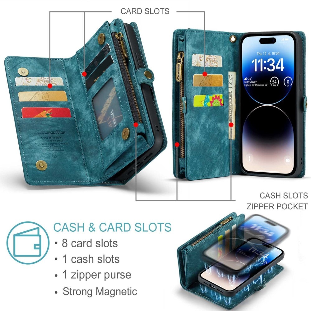 Multi-slot Portemonnaie-Hülle iPhone 13 Pro Blau