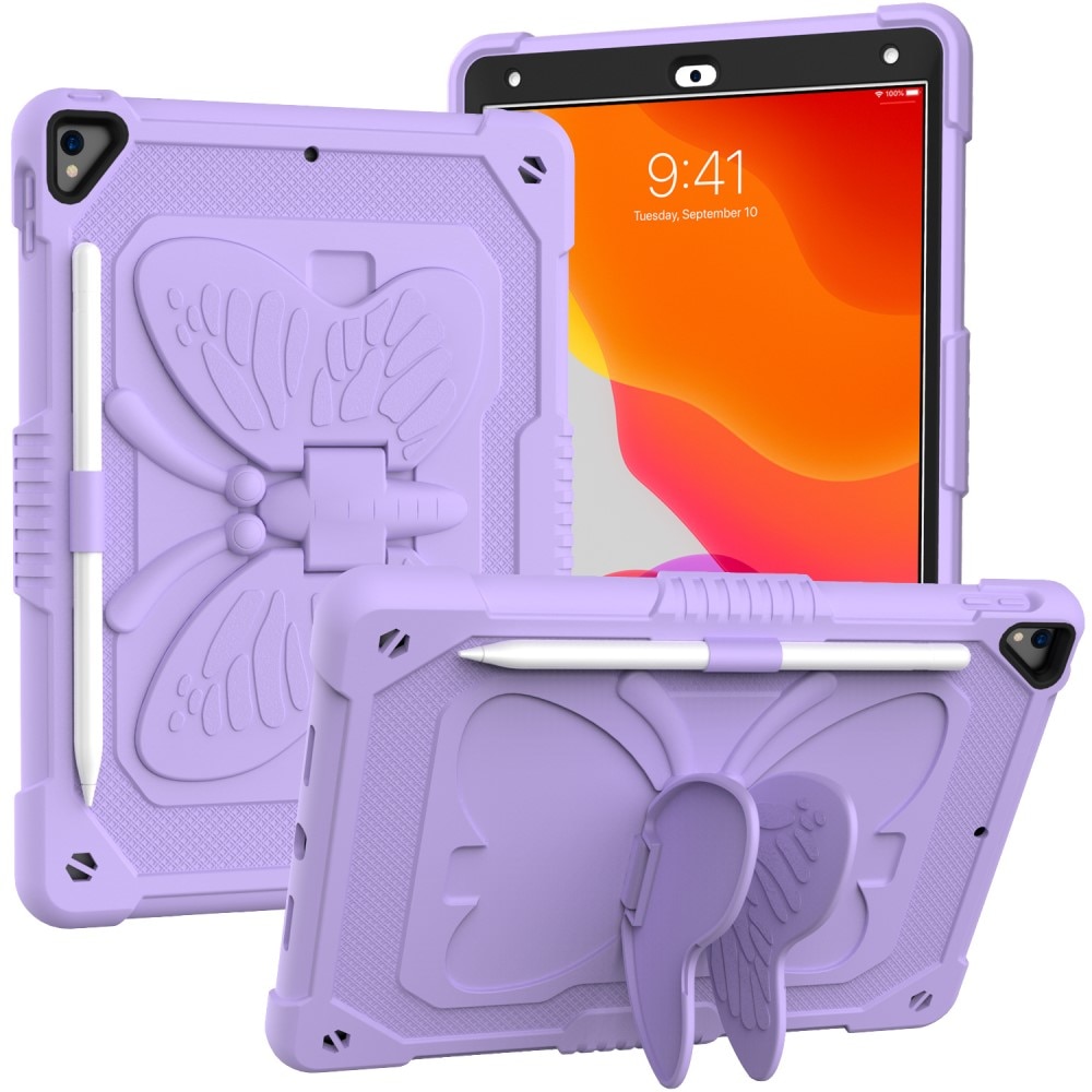 iPad 10.2 8th Gen (2020) Schmetterling Hybrid-Hülle mit Schultergurt lila
