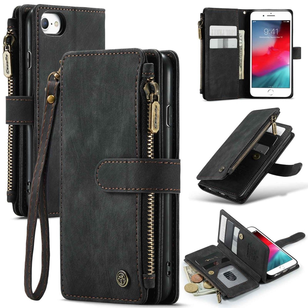 Zipper Portemonnaie-Hülle iPhone 8 schwarz