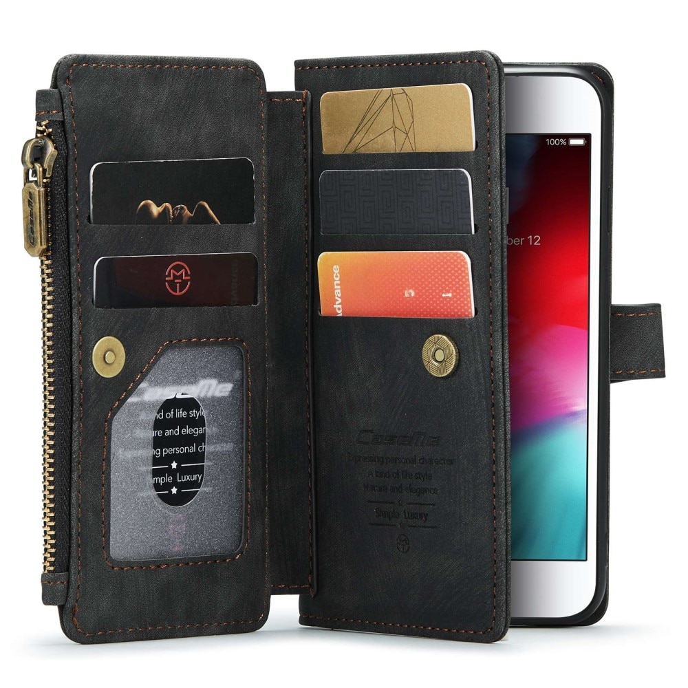 Zipper Portemonnaie-Hülle iPhone SE (2020) schwarz