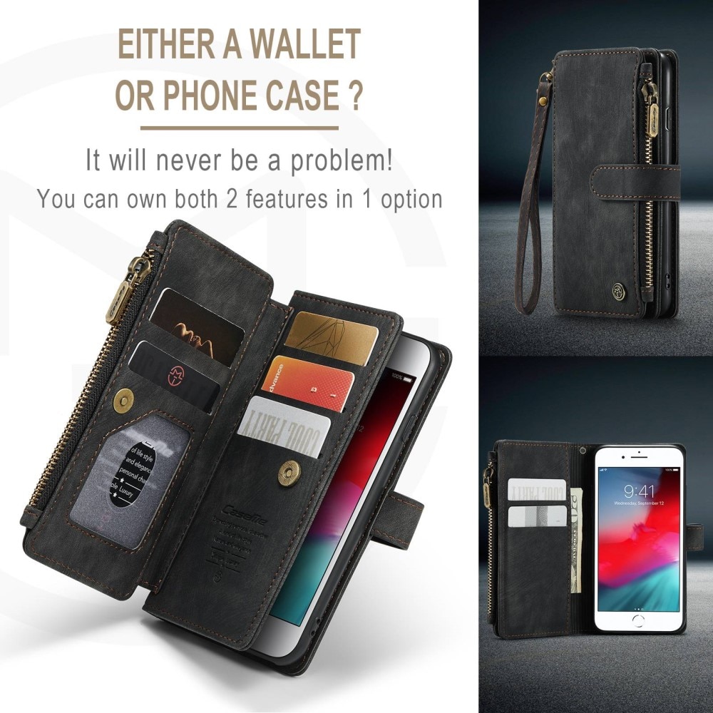 Zipper Portemonnaie-Hülle iPhone SE (2022) schwarz