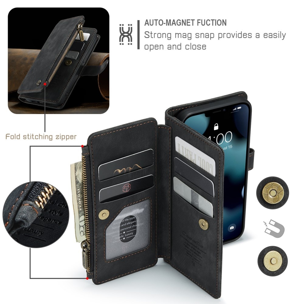 Zipper Portemonnaie-Hülle iPhone 13 Schwarz