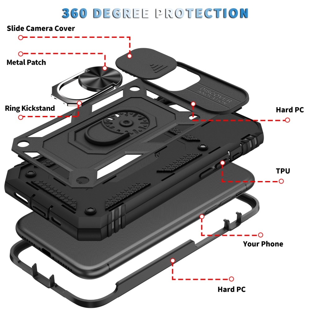 iPhone 11 Pro Max Hybrid-Hülle Tech Ring+Kameraschutz schwarz
