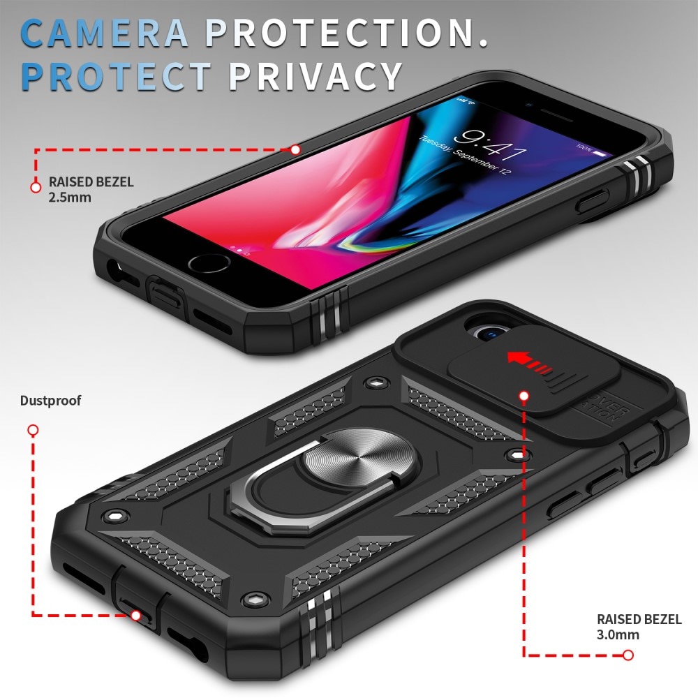 iPhone 7/8/SE Hybrid-Hülle Tech Ring+Kameraschutz schwarz