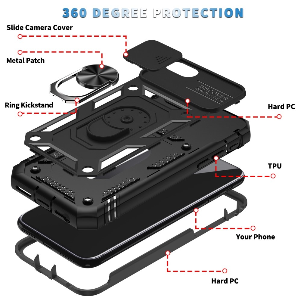 iPhone 7/8/SE Hybrid-Hülle Tech Ring+Kameraschutz schwarz