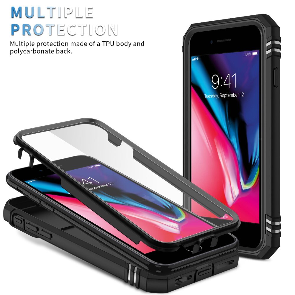 Apple iPhone SE 2020/iPhone SE 2022/iPhone 8/iPhone 7 Hybrid-Hülle Ring + Kameraschutz Schwarz