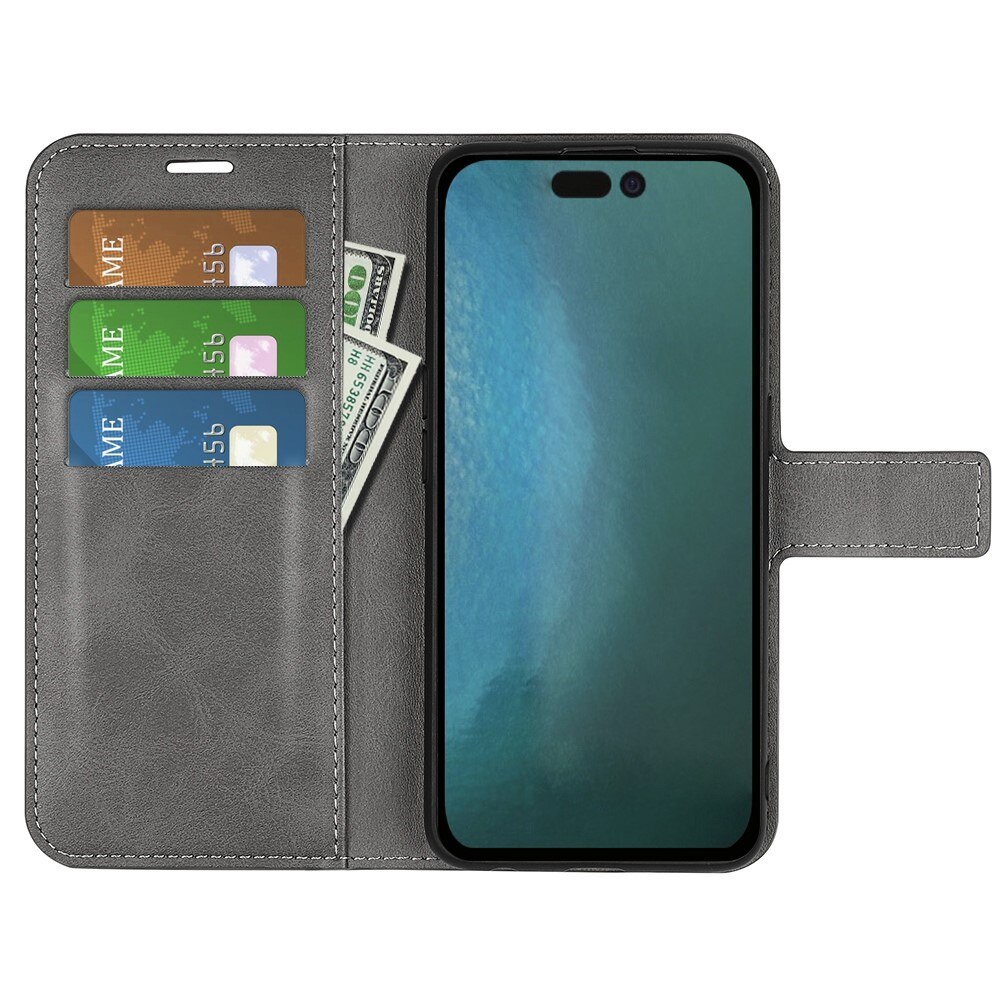 iPhone 14 Plus Leather Wallet Grey