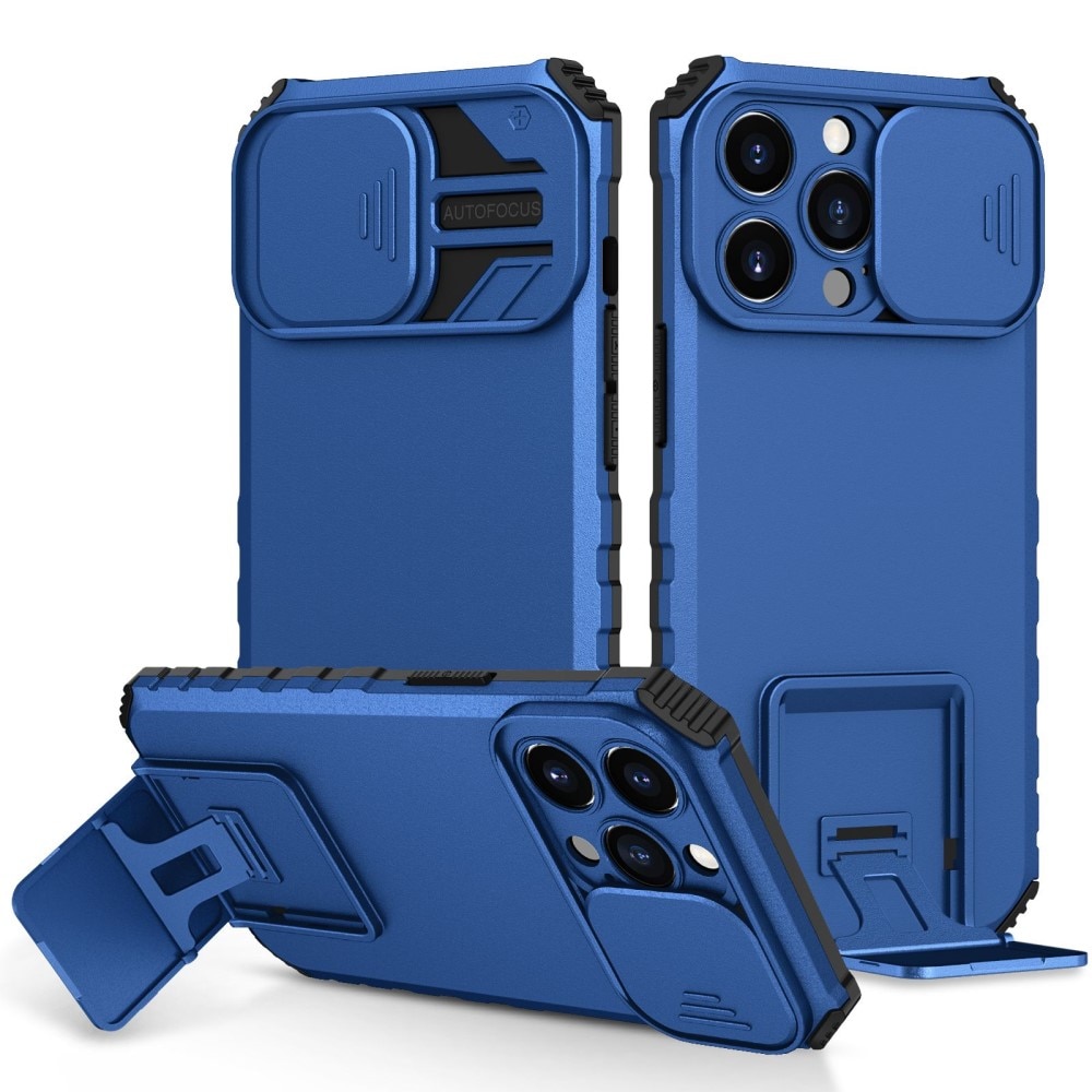 Apple iPhone 13 Pro Kickstand Handyhülle mit Kameraabdeckung Blau