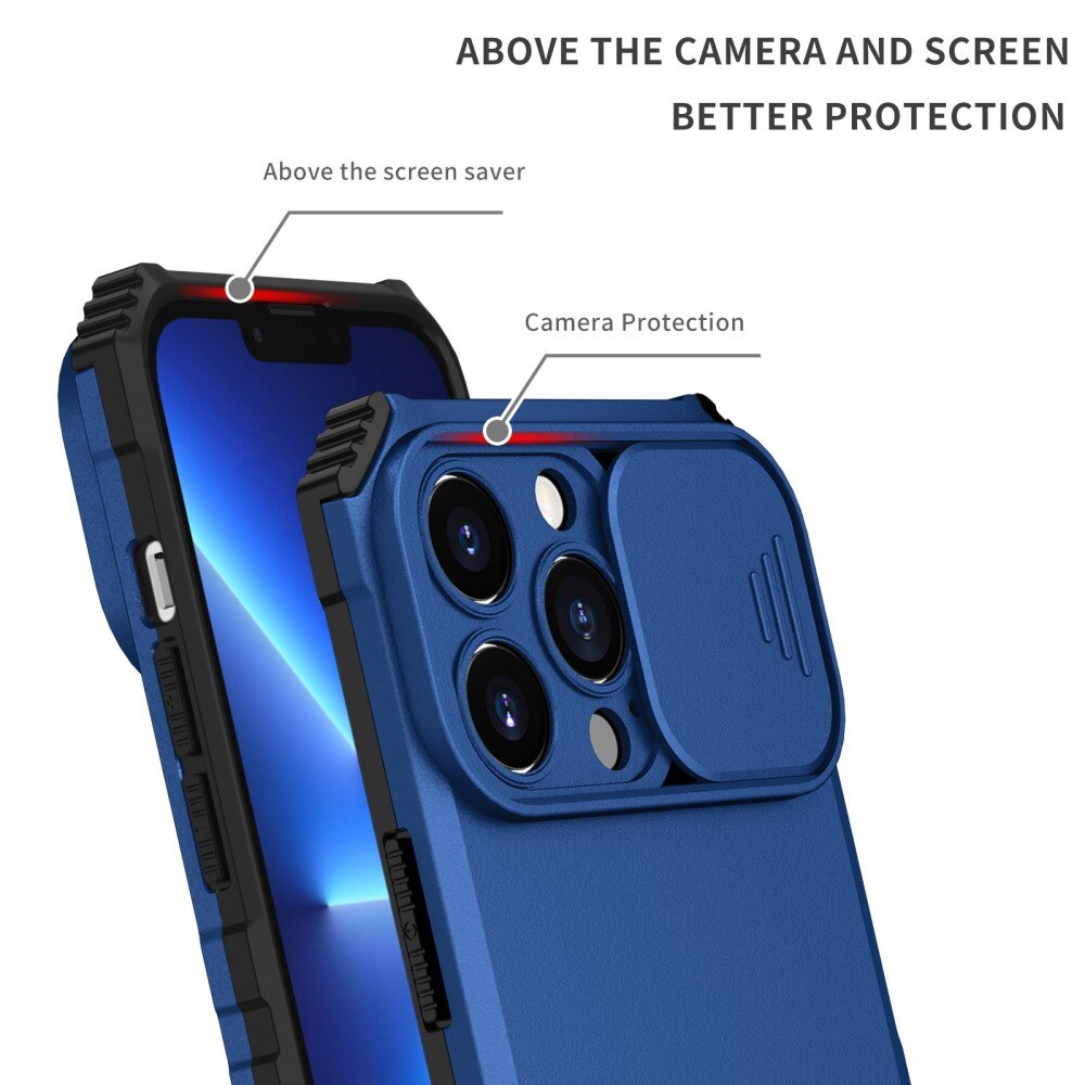 Apple iPhone 13 Pro Kickstand Handyhülle mit Kameraabdeckung Blau