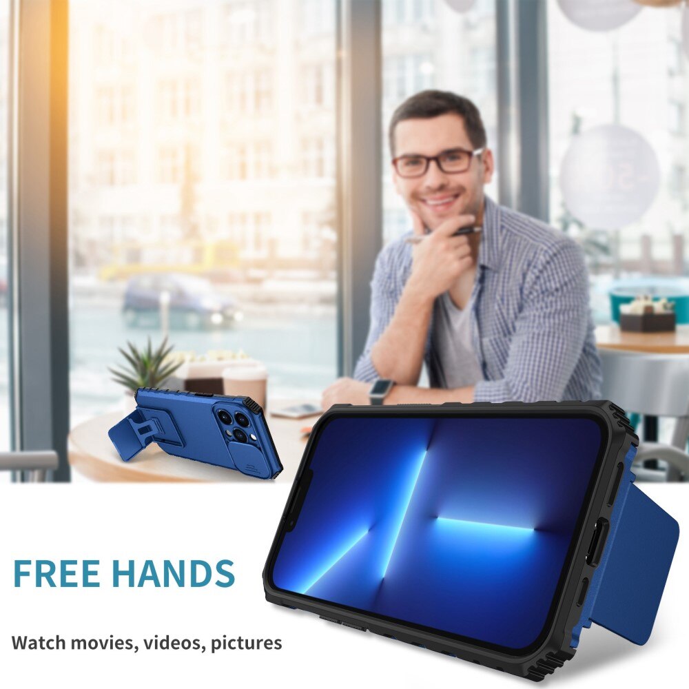 Apple iPhone 13 Pro Kickstand Handyhülle mit Kameraabdeckung Blau