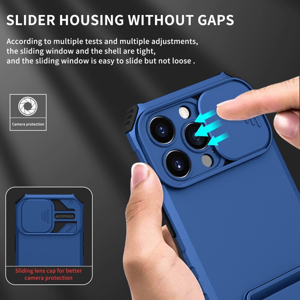 Apple iPhone 13 Pro Kickstand Handyhülle mit Kameraabdeckung Blau