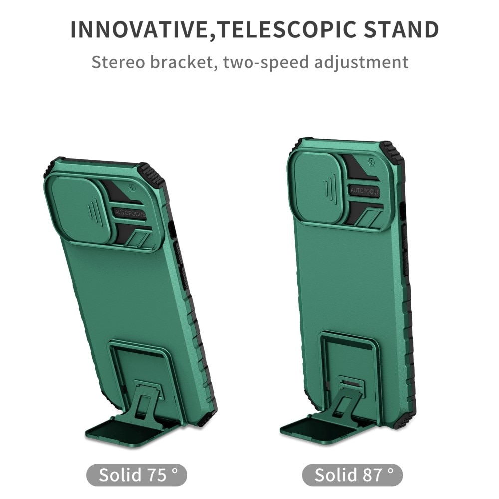 Apple iPhone 13 Pro Kickstand Handyhülle mit Kameraabdeckung Grün