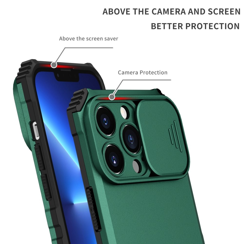 Apple iPhone 13 Pro Kickstand Handyhülle mit Kameraabdeckung Grün