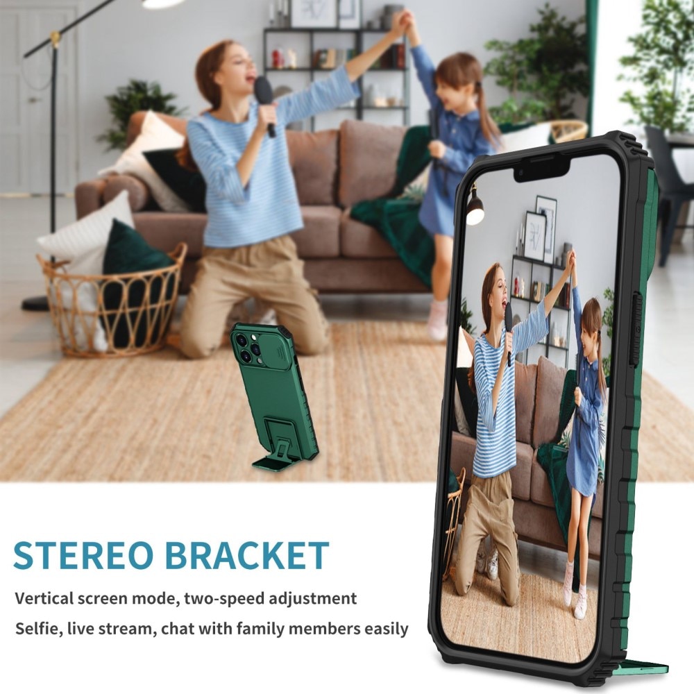 Apple iPhone 13 Pro Kickstand Handyhülle mit Kameraabdeckung Grün