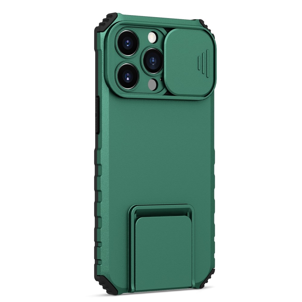 iPhone 13 Pro Kickstand Handyhülle mit Kameraabdeckung Grün