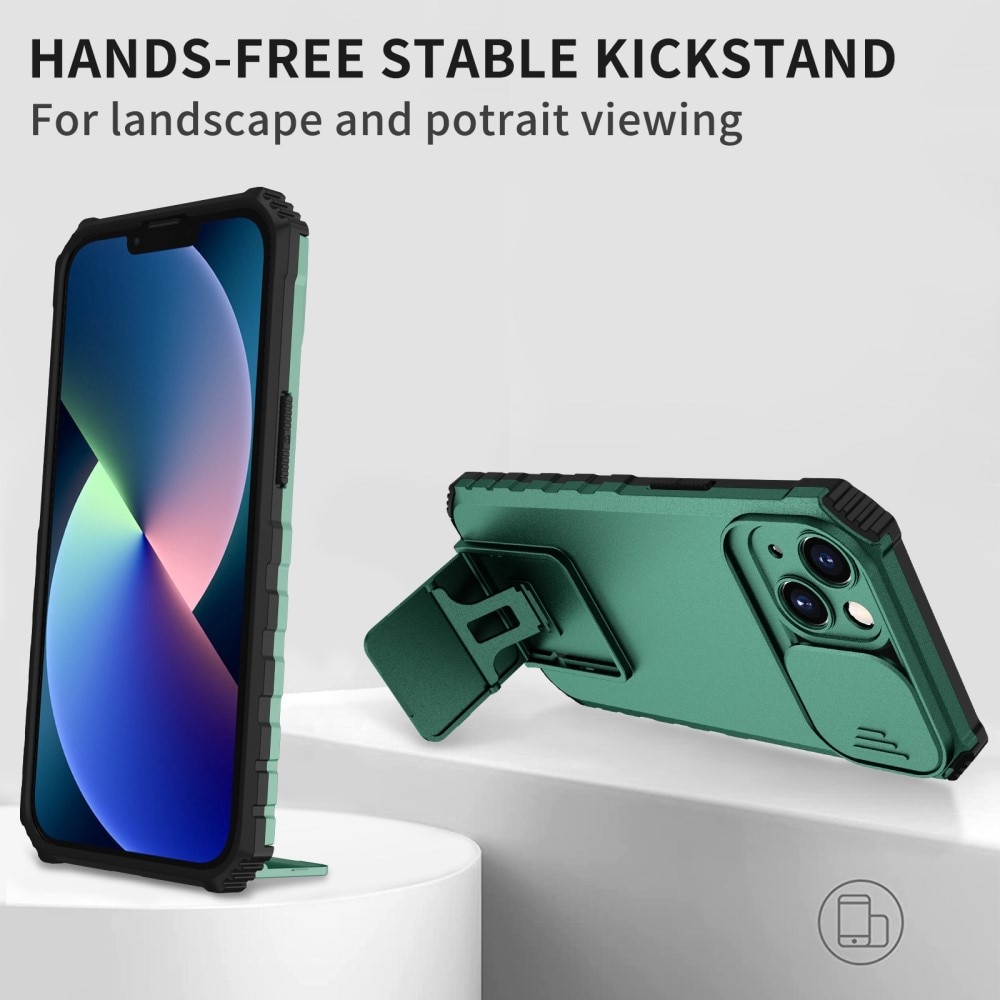 Apple iPhone 13 Pro Kickstand Handyhülle mit Kameraabdeckung Grün