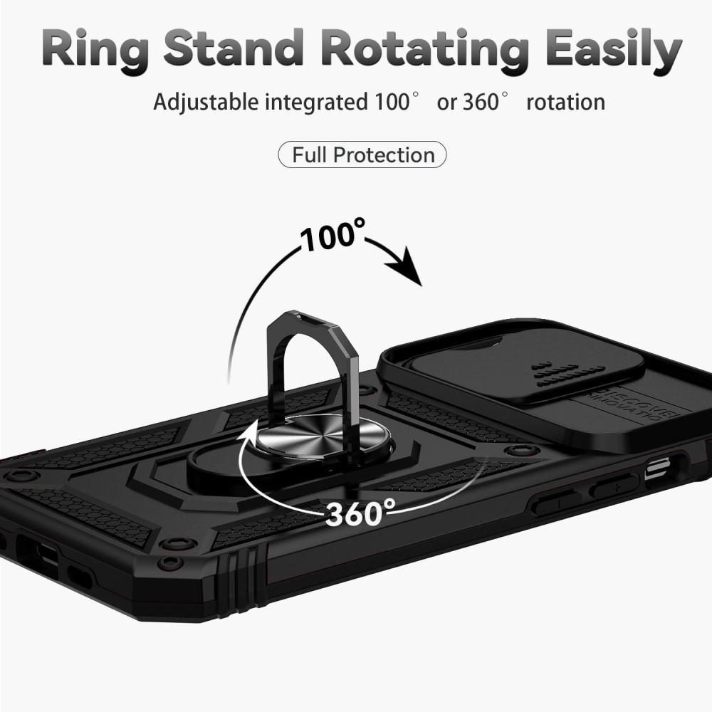 iPhone 14 Pro Max Hybrid-Hülle Ring + Kameraschutz Schwarz
