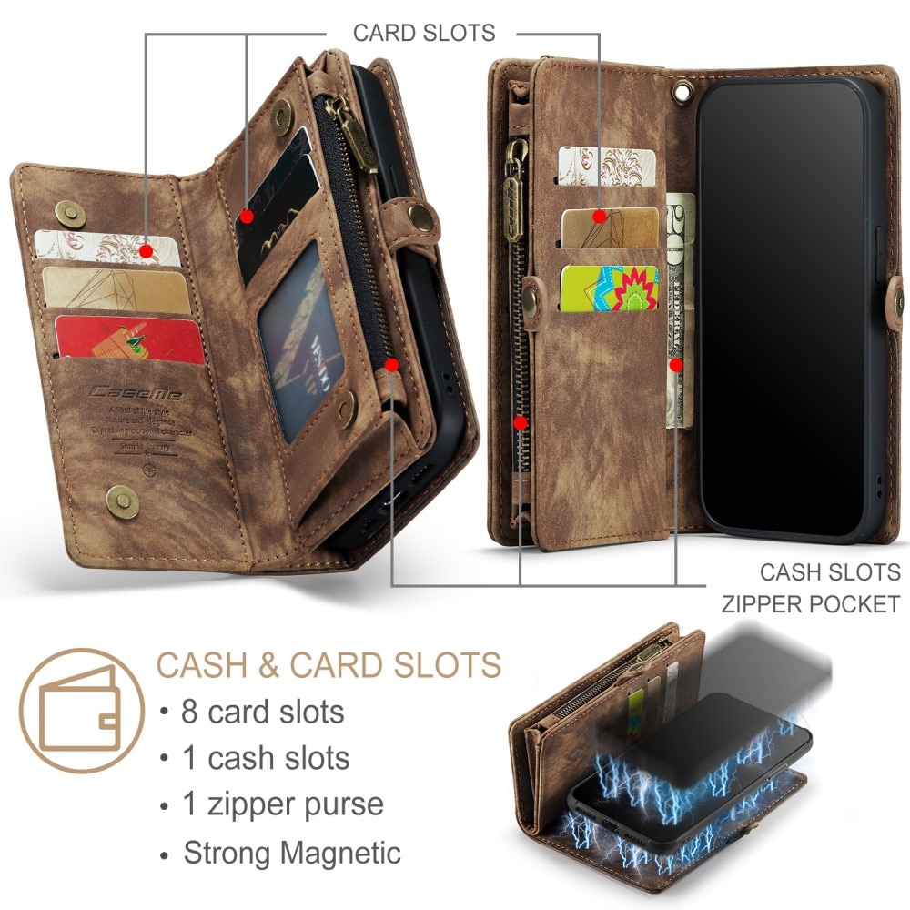 Multi-slot Portemonnaie-Hülle iPhone 7 Plus/8 Plus Braun