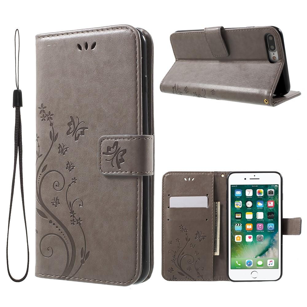 iPhone 7 Plus/8 Plus Handyhülle mit Schmetterlingsmuster, grau