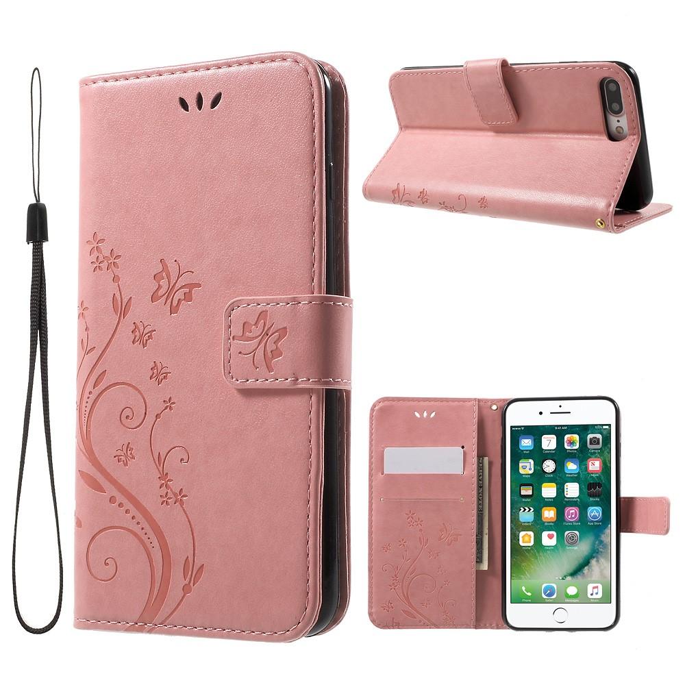 iPhone 7 Plus/8 Plus Handytasche Schmetterling Rosa
