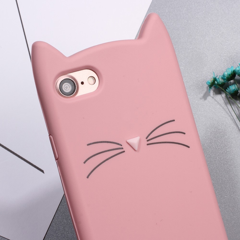 Silikonhülle Katze iPhone SE (2020) rosa