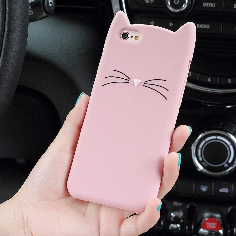 Silikonhülle Katze iPhone SE (2022) rosa