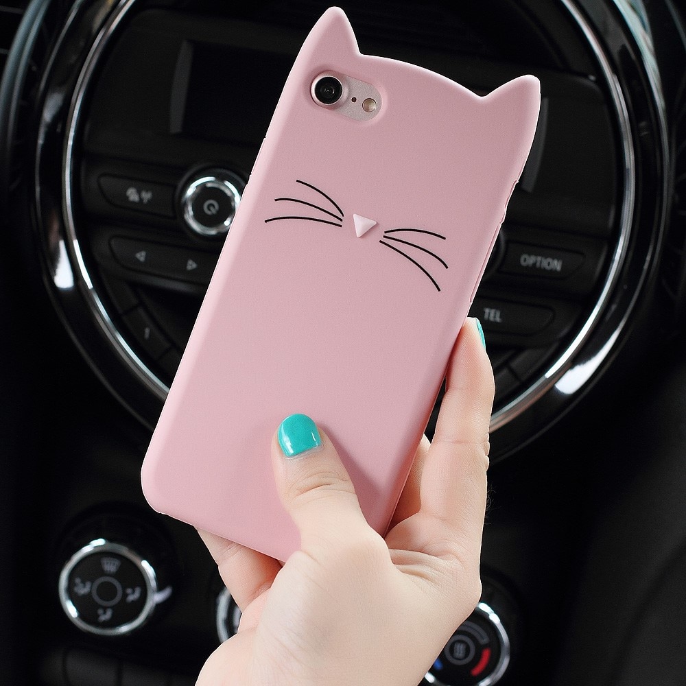 Silikonhülle Katze iPhone SE (2022) rosa